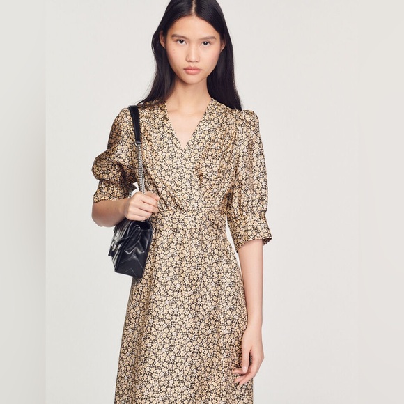 Sandro Women's Enrika Printed Silk Midi Dress - Picture 4 of 4